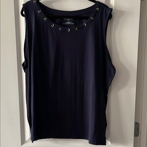 Talbots Blue and Gold Embellished Boxy Tank Top